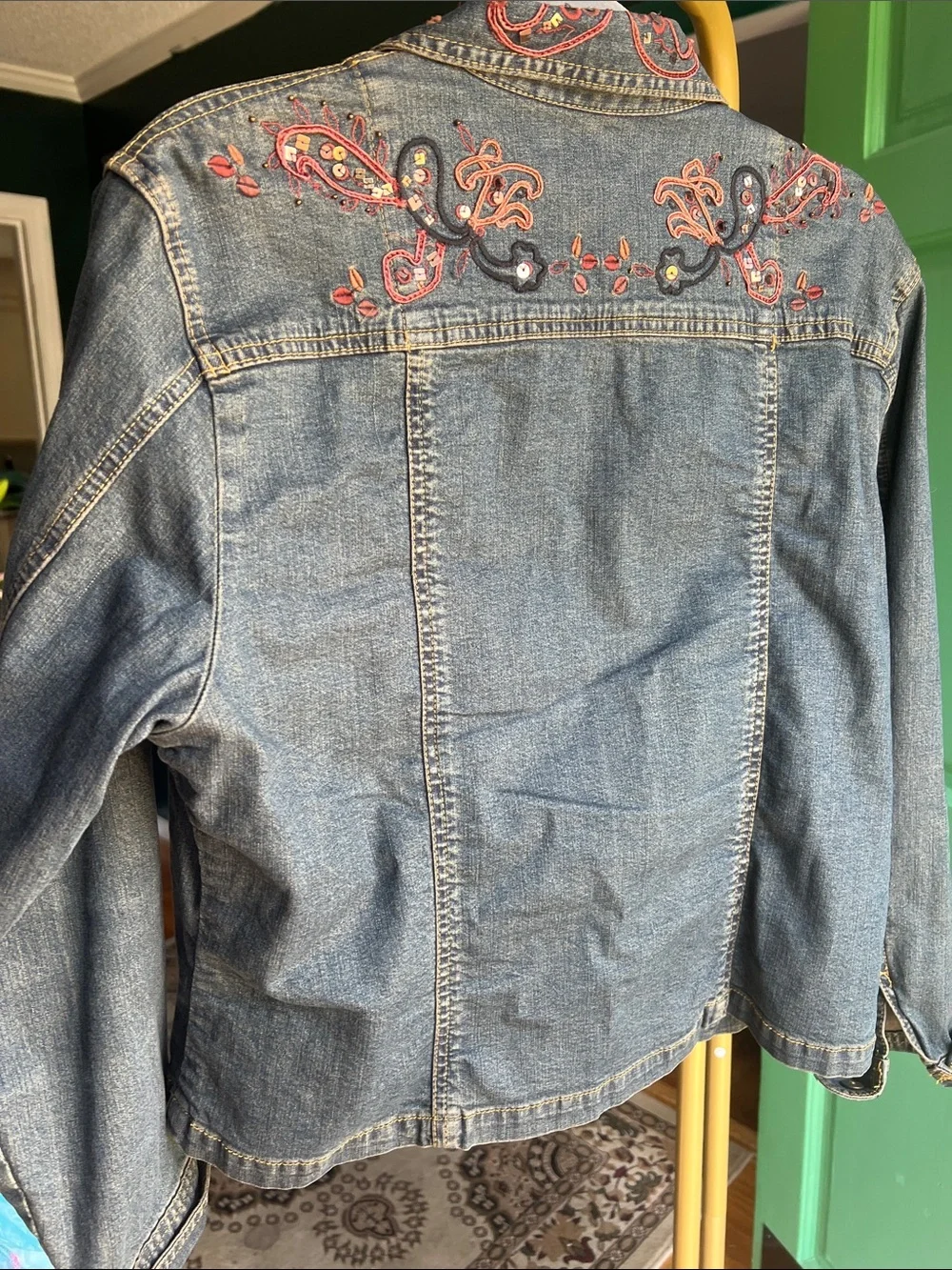 Coldwater Creek Denim Jacket Embroidery size Lar